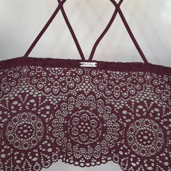 Aerie Floral Lace Bralette Sz L Removable Pads Strappy Boho Whimsigoth Intimates - Picture 6 of 13